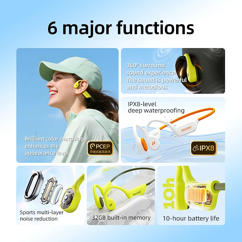 POLVCDG X9 Bone Conduction Ear - Open Ear Air Conduction Headphones ulasan dan harga