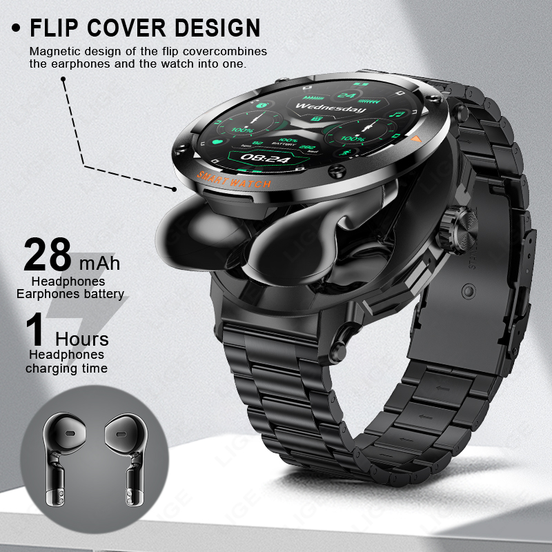 LIGE New 2 In 1 Smart Watch wi - Tws Earbuds Bluetooth 5.3 ulasan dan harga