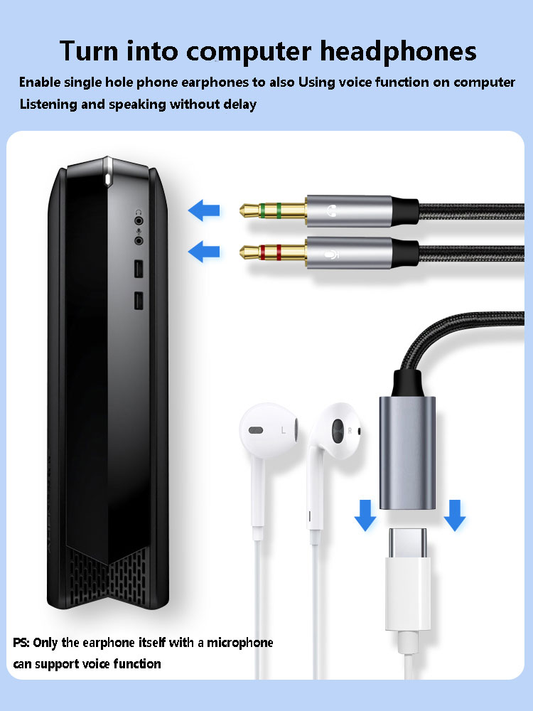 3.5mm Male to Type-C Aux Audio - Type C Wired Earphones With Mic ulasan dan harga