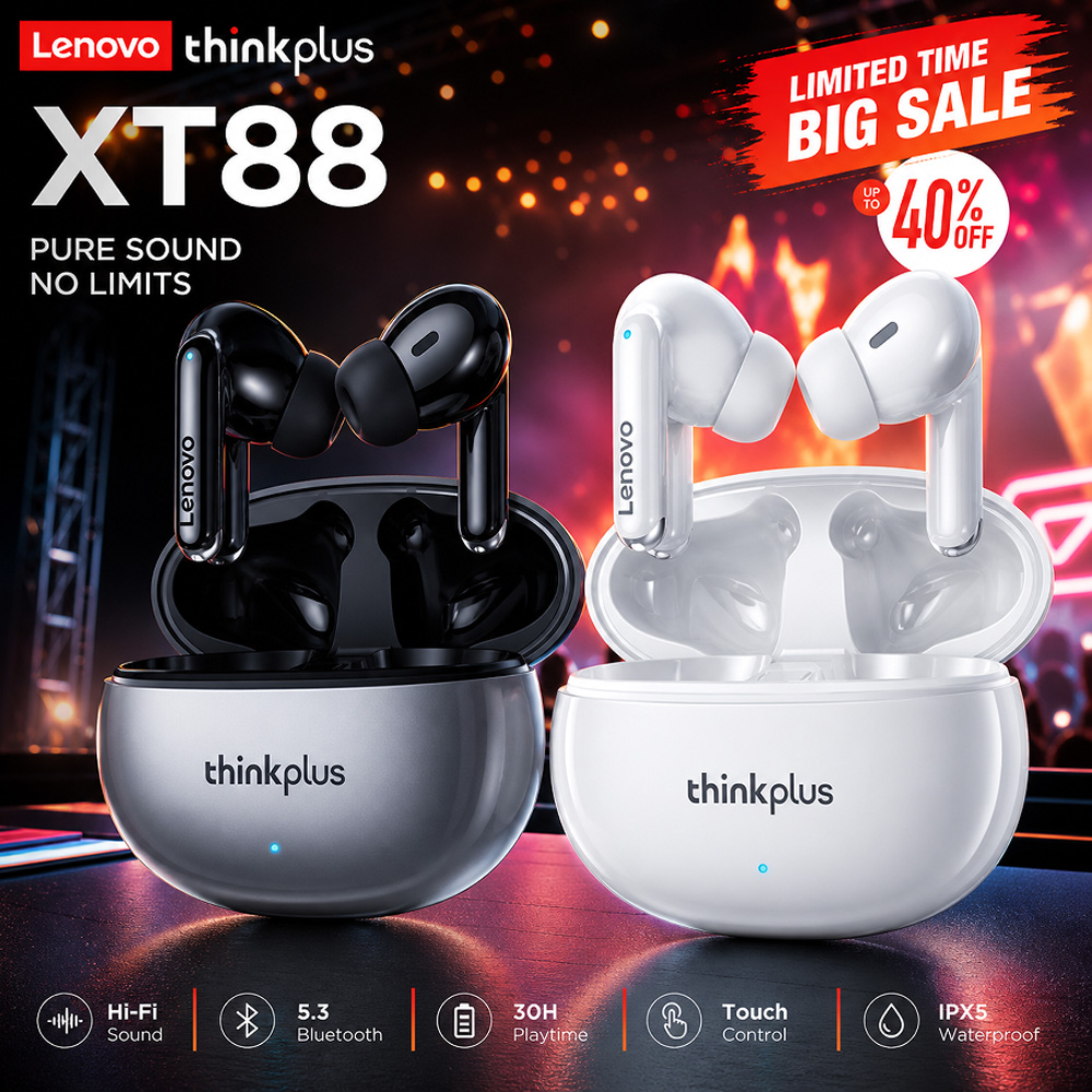 Lenovo XT88 TWS Wireless Earph - Tws Earbuds Bluetooth 5.3 ulasan dan harga