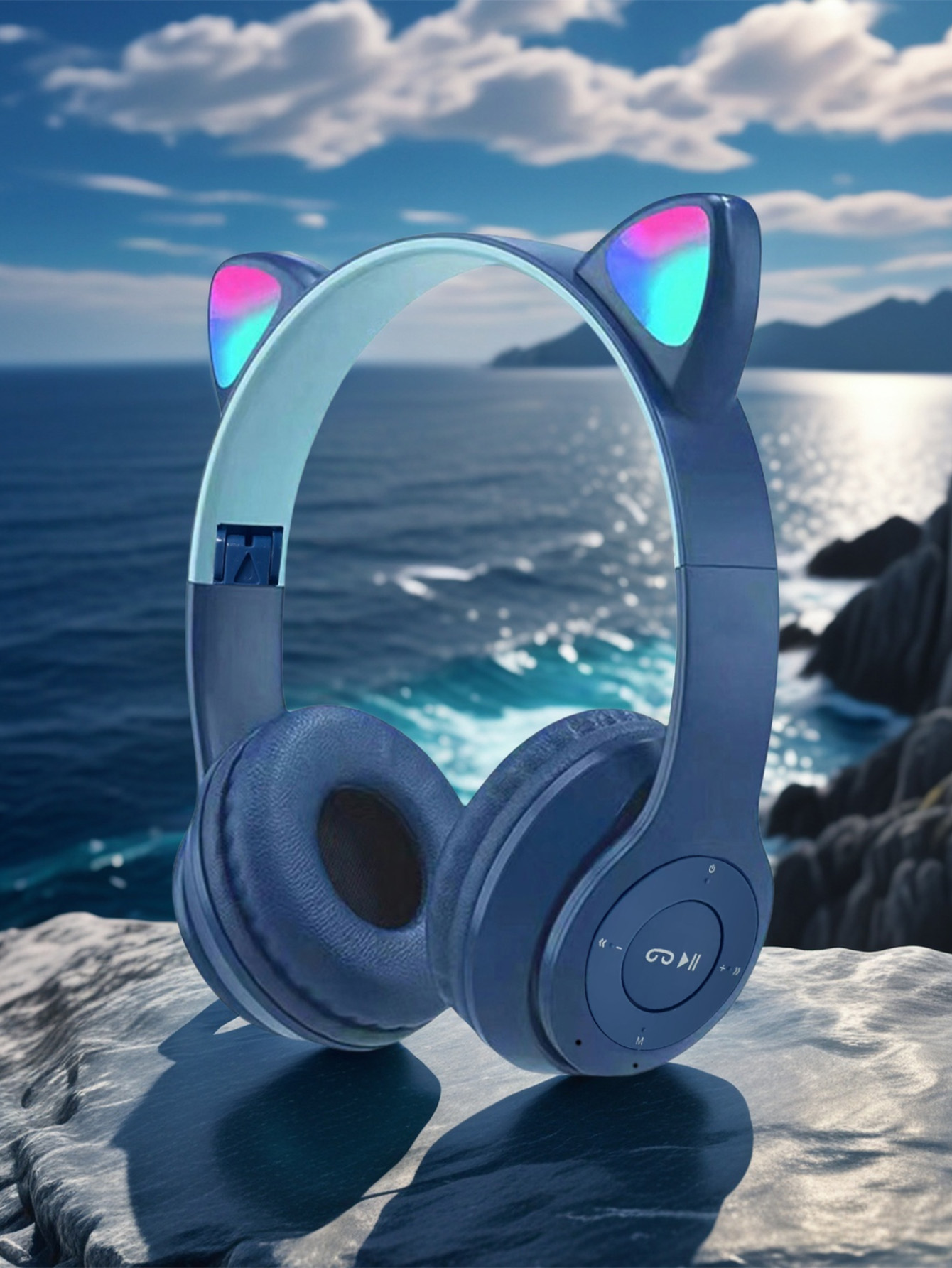 P47M Cat Ear Headphones,RGB Co - Cat Ear Bluetooth Headset Led ulasan dan harga